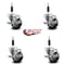 Service Caster 3'' Maroon Poly Swivel 3/4'' Expanding Stem Caster Set with Brake, 4PK SCC-EX20S314-PPUB-MRN-TLB-34-4 - alternate 3